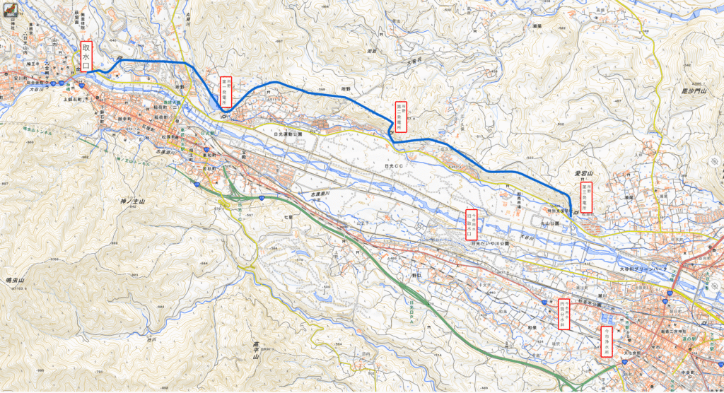 所野発電所の水の流れ