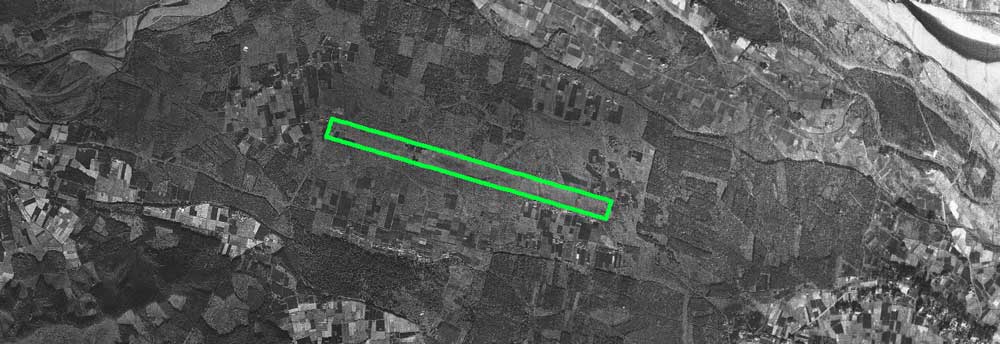 昭和27年（1952）当時の今市飛行場周辺（国土地理院サイトより引用して作図）